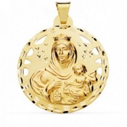Medalla oro 18k Virgen del Carmen 42mm. calada redonda [AC1033]