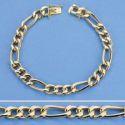 Pulsera oro 18k barbada 3x1 20cm. hueca ancho 8mm. hombre cierre lengüeta [AC1533]