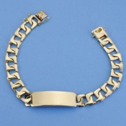 Esclava oro 18k barbada plana rectangular 22cm. maciza ancho 9mm. hombre cierre lengüeta [AC1536GR]
