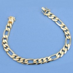 Pulsera oro 18k barbada 3x1 21.5cm. maciza ancho 8mm. hombre cierre lengüeta [AC1543]
