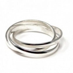 Sortija plata Ley 925m triple alianza enlazada ancho 2mm. lisa unisex