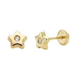 Pendientes oro 18k estrella 5mm. circonitas [AA2058]
