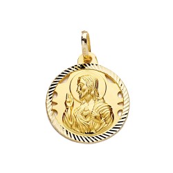 Medalla oro 18k Corazón de Jesús 18mm. calada cerco tallado hélice