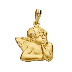 Colgante oro 18k ángel burlón Querubín 20mm. silueta