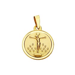 Medalla oro 18k Cristo de la Laguna 16mm. lisa bisel [AA2561]