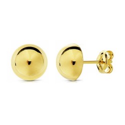 Pendientes oro 18k media bola lisa 7.5mm. cierre presión [AA1902]