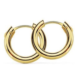 Pendientes oro 18k aro redondos lisos 12mm. [AA7333]