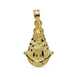 Colgante oro 18k silueta Virgen Rocío 20mm. detalles tallados trasera lisa unisex