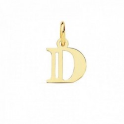Colgante oro 18k letra D mayúscula 11mm. doble tira calada lisa