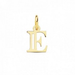 Colgante oro 18k letra E mayúscula 11mm. doble tira calada lisa