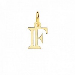 Colgante oro 18k letra F mayúscula 11mm. doble tira calada lisa