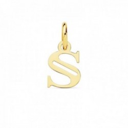 Colgante oro 18k letra S mayúscula 11mm. doble tira calada lisa
