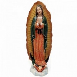 Figura Virgen Guadalupe de México imagen 30cm adorno resina peana nube ángel decoración