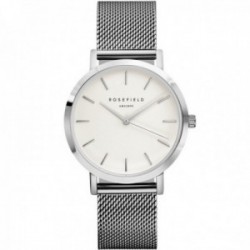 Reloj Rosefield mujer MWS-M40 The Mercer White Silver correa malla milanesa