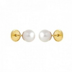Pendientes oro 18k perlas cultivadas 5mm. cierre tornillo