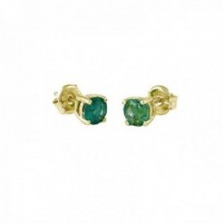 Pendientes Oro Amarillo 18k modelo Garritas Color (2 Esmeraldas 3mm. 0,22cts.) Medida: 3mm.