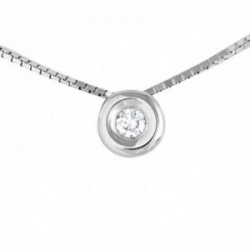 Colgante con cadena Oro Blanco 18k modelo Tu Diamante (1 Diamante 2,30mm. 0,05cts) Colgante: 5,35mm)