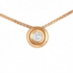 Colgante con cadena Oro Rosa 18k modelo Tu Diamante (1 Diamante de 2,6mm. 0,07cts.) Colgante: 5,35mm