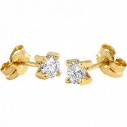 Pendientes Oro Amarillo 18k modelo Garritas (2 Diamantes brillantes 3,25mm. 0,28cts.) Medida:3,25mm.