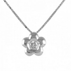 Colgante con cadena Oro Blanco 18k modelo Tu Diamante (1 diamante 2,60mm. 0,07 kltes.)cadena 43cm.