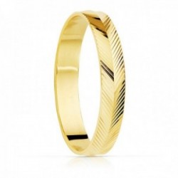 Alianza oro 18k tallada espiga brillo 3.5mm. unisex