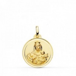 Medalla oro 18k colgante 18mm. Virgen del Carmen bisel unisex