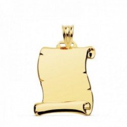 Colgante oro 18k pergamino 22mm. liso brillo unisex