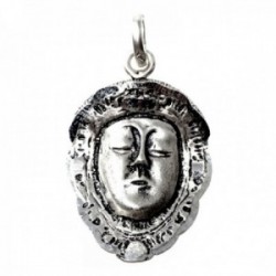 Colgante plata Ley 925m rostro 28mm. macizo Virgen del Rocío mate detalles tallados brillo