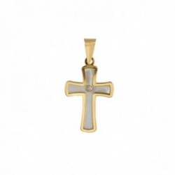 Cruz Oro Amarillo 18k modelo Cruces (1 diamante 1,20mm. 0,007cts.) (1 madreperla) Medida: 18x12mm.
