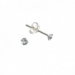 Pendientes plata Ley 925m centro piedra circonita 3mm. garras cierre presión