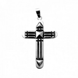 Colgante plata Ley 925m cruz Atlante 40mm. doble cara detalles amuleto protección