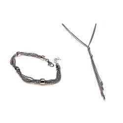 Juego plata Ley 925m pulsera gargantilla bolas lisas mujer