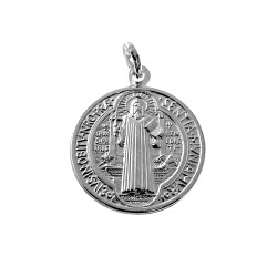 Colgante plata ley 925m medalla San Benito 17mm. doble cara redonda