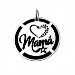 Colgante playa Ley 925m calado MAMÁ 30mm. disco móvil acetato negro mujer