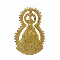 Colgante medalla oro 18k Virgen de la Estrella silueta 32mm. corona puntas unisex