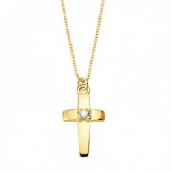 Gargantilla oro 18k cadena veneciana 45cm. cruz 12mm centro diamante brillante 0.015ct. cierre reasa