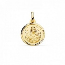 Medalla oro 18k Virgen del Carmen 16mm. bisel tallado hélice