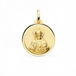Medalla oro 18k Corazón de Jesús 18mm. lisa cerco