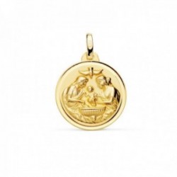 Medalla oro 18k Nuevo Bautismo 18mm. acabado mate relieve bisel