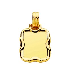 Colgante oro 18k chapa rectangular 23mm. borde detalle