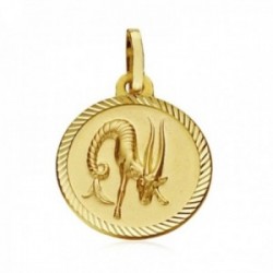 Medalla oro 18k horóscopo Capricornio 20mm. signo zodiaco cerco tallado