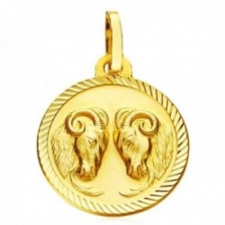 Medalla oro 18k horóscopo Aries 20mm. signo zodiaco cerco tallado