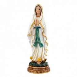 Figura Virgen de Lourdes imagen 15cm. adorno resina peana decoración