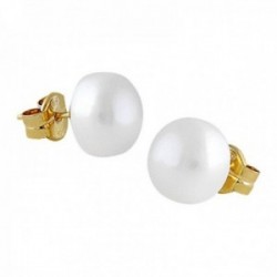 Pendientes oro 18k perlas cultivadas 10mm. colección Elizabeth cierre presión