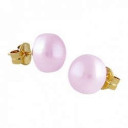 Pendientes oro rosa 18k colección Elizabeth perlas cultivadas 10mm. rosadas cierre presión