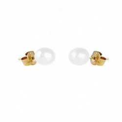 Pendientes oro 18k colección Elizabeth perlas cultivadas 5mm. cierre presión