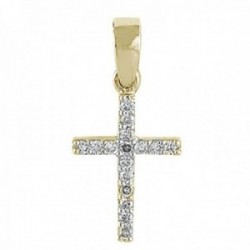 Colgante oro 18k cruz 10mm. diamantes brillantes 0.09ct. colección Olimpia
