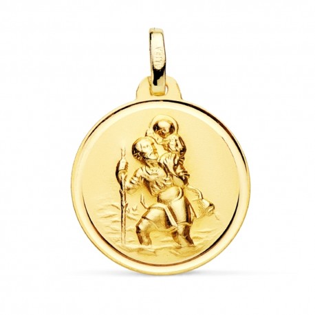 Medalla oro 18k San Cristobal 18mm. bisel [7572]