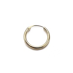 Pendiente suelto medio par oro 9k aros ligeros 14mm.