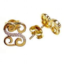Pendiente oro 18k presión circonita [339]